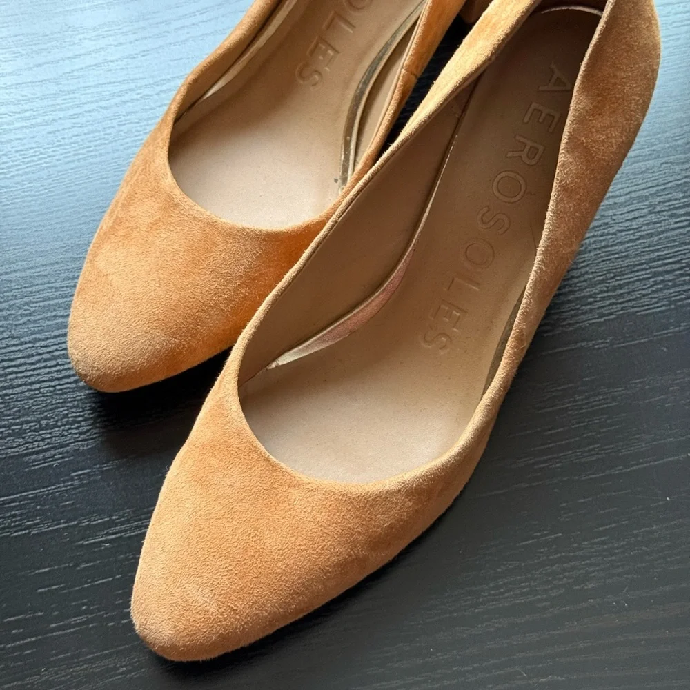 Aerosoles Tan Suede Block Heel Pumps Comfort Work Shoes 8.5 NWOT - Picture 3 of 6